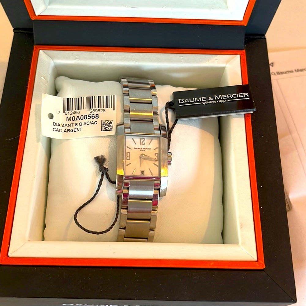 Baume Merciee Diamond s q aciac cad argent. NIB